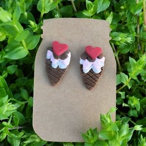 Ice Cream Cone Clay Stud Earrings Summer Earrings